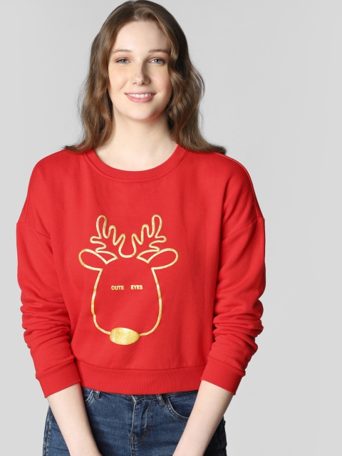 

Vero Moda Women Red Printed Sweatshirt