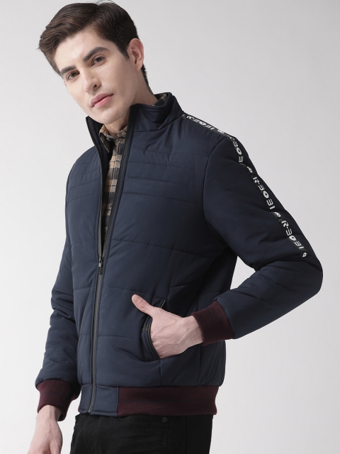 

Fort Collins Men Navy Blue Solid Lightweight Bomber Jacket