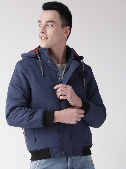 

Fort Collins Men Navy Blue Solid Lightweight Bomber Jacket
