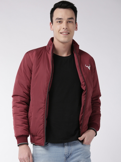 

Fort Collins Men Burgundy Solid Bomber Jacket