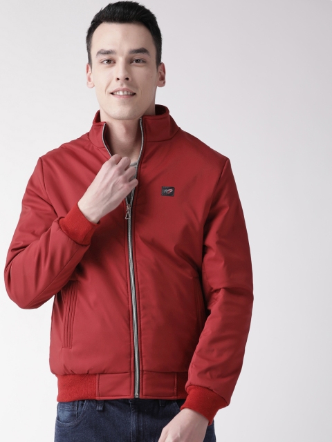 

Fort Collins Men Maroon Solid Lightweight Bomber Jacket