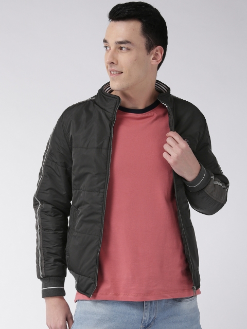 

Fort Collins Men Black Solid Padded Bomber Jacket