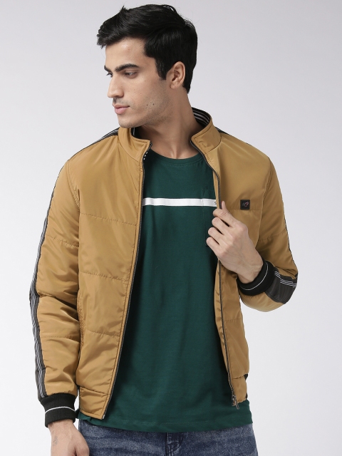 

Fort Collins Men Beige Solid Padded Bomber Jacket
