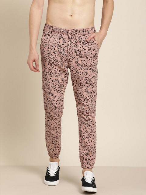 

Moda Rapido Men Pink & Black Printed Regular Fit Joggers