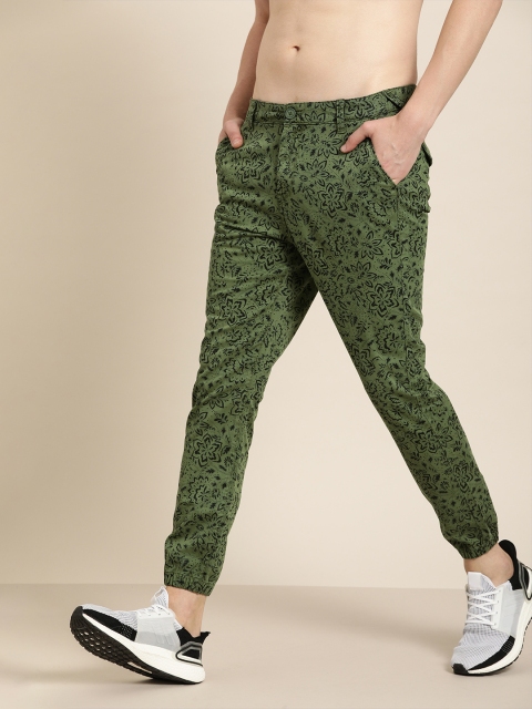 

Moda Rapido Men Green & Black Printed Regular Fit Joggers