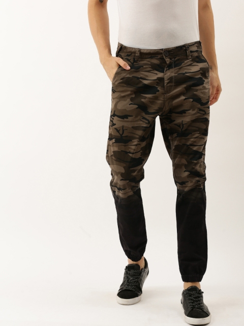 

Moda Rapido Men Brown & Black Printed Regular Fit Camouflage Joggers