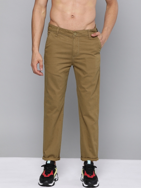 

HERE&NOW Men Khaki Slim Fit Printed Regular Trousers