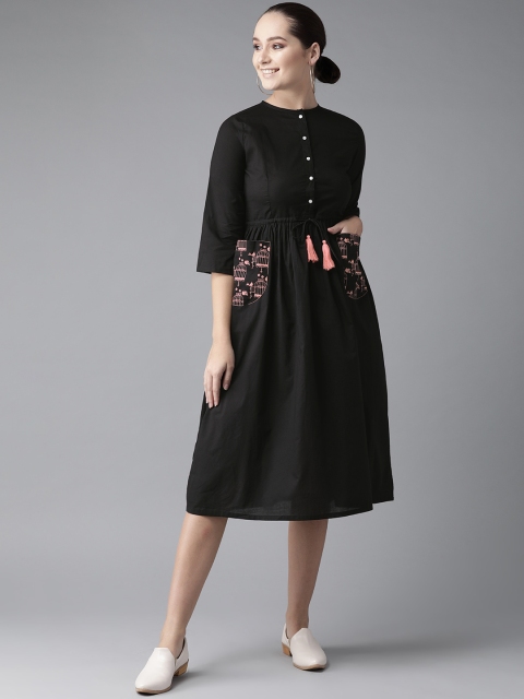 

Hubberholme Women Black Solid A-Line Dress