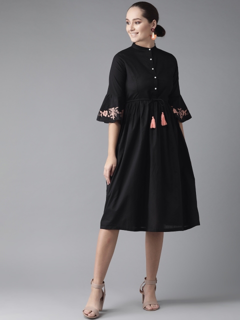 

Hubberholme Women Black Solid A-Line Dress