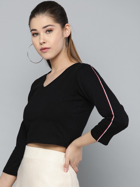 

Trend Arrest Women Black Solid Cropped Top