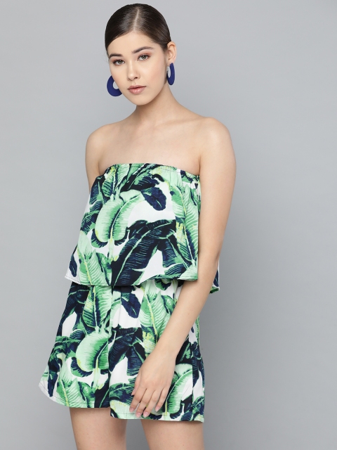 

Trend Arrest Women Green & Navy Blue Printed Playsuit