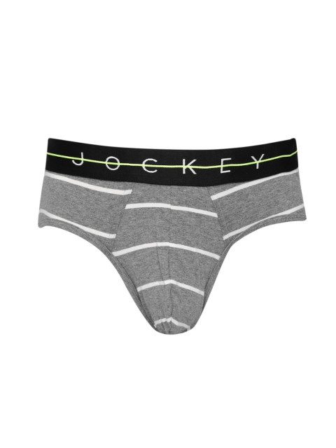 

Jockey Men Grey Melange & White Striped Briefs NY01-0105-NYC09