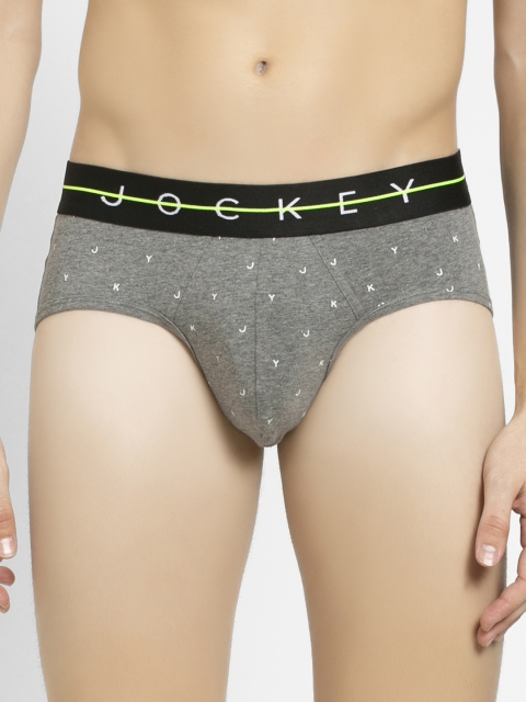 

Jockey Men Grey Melange Printed Briefs NY01-0105-NYC08