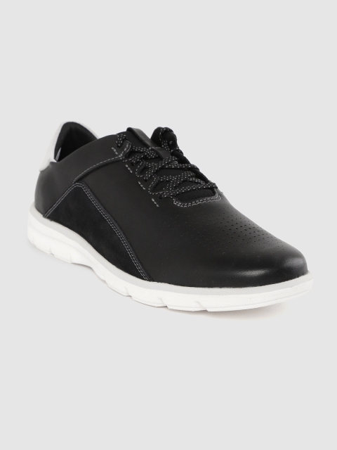 

Clarks Men Black Leather Perforated Derbys