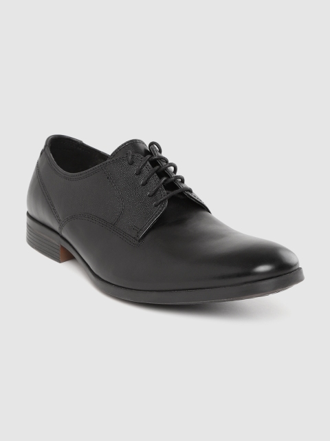 

Clarks Men Black Solid Leather Formal Derbys with Textured Detail