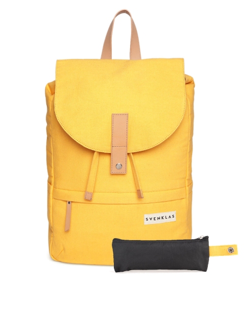 

SVENKLAS Unisex Yellow Solid Laptop Backpack