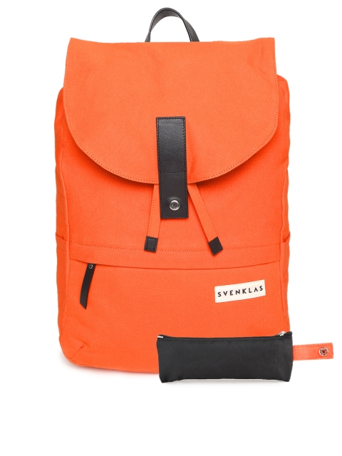 

SVENKLAS Unisex Orange Solid Laptop Backpack