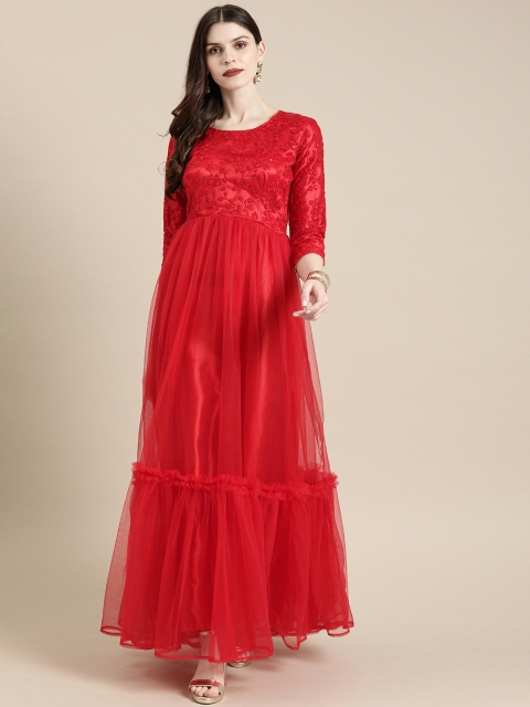 

Tikhi Imli Women Red Solid Maxi Dress