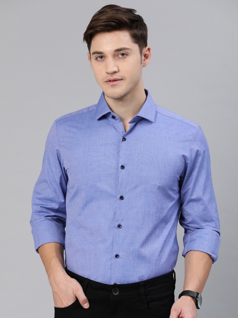 

IVOC Men Blue Slim Fit Solid Smart Formal Shirt