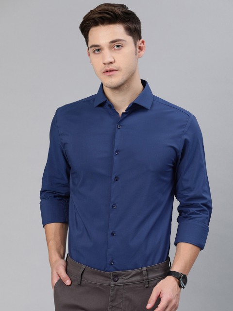 

IVOC Men Navy Blue Slim Fit Solid Smart Formal Shirt