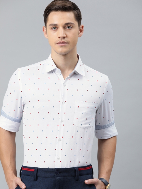 

IVOC Men White & Red Slim Fit Printed Formal Shirt