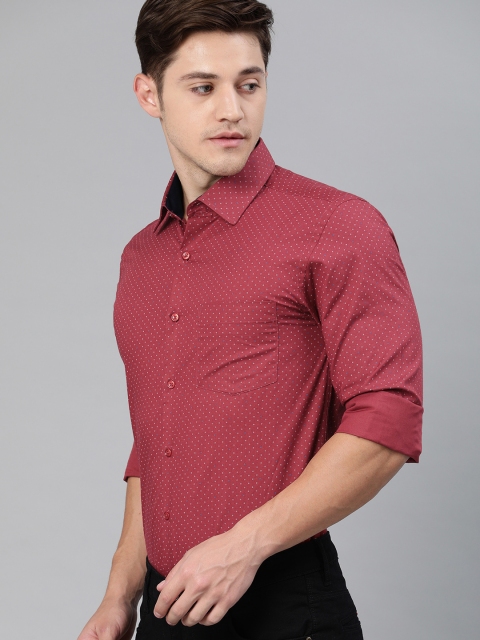 

IVOC Men Maroon & White Slim Fit Printed Formal Shirt