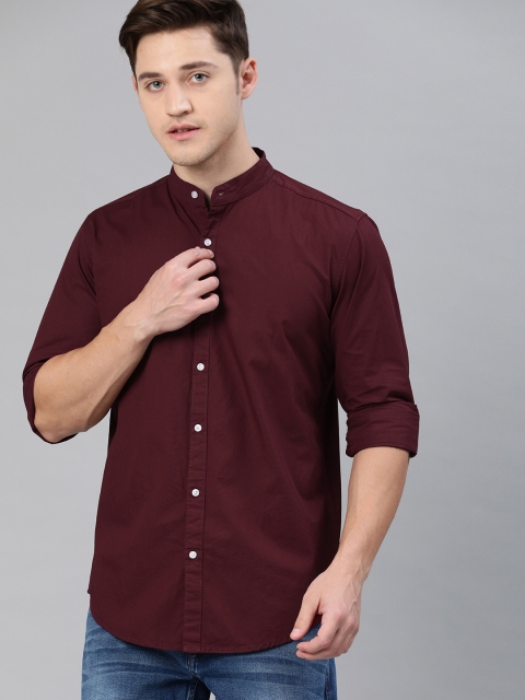 

IVOC Men Maroon Slim Fit Solid Casual Shirt