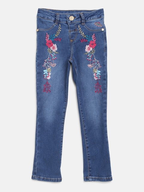 

LC Waikiki Girls Blue Slim Fit Mid-Rise Clean Look Embroidered Stretchable Jeans