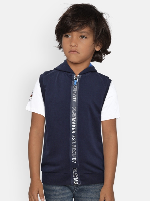 

LC Waikiki Boys Navy Blue Solid Hooded Front-Open Sweatshirt