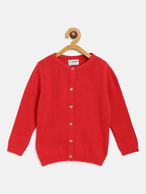 

LC Waikiki Girls Red Solid Cardigan