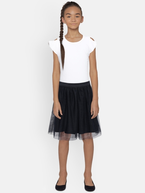 

LC Waikiki Girls Navy Blue Solid Net Flared Skirt