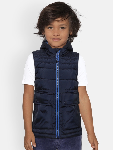 

LC Waikiki Boys Navy Solid Hooded Padded Jacket, Navy blue