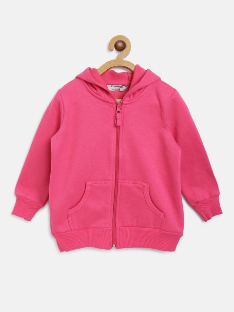 

LC Waikiki Girls Pink Solid Hooded Sweatshirt