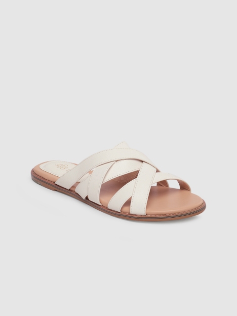 

Tresmode Women White Solid Open Toe Flats