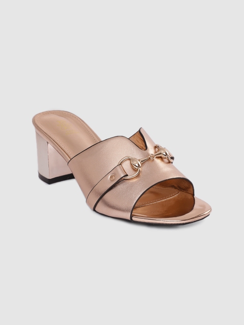 

Tresmode Women Rose Gold-Toned Embellished Mules