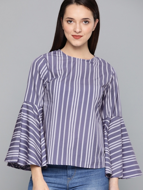 

HERE&NOW Women Blue & Off-White Striped Top