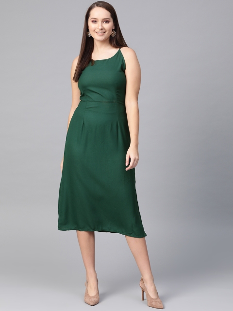 

HERE&NOW Women Green Solid A-Line Dress