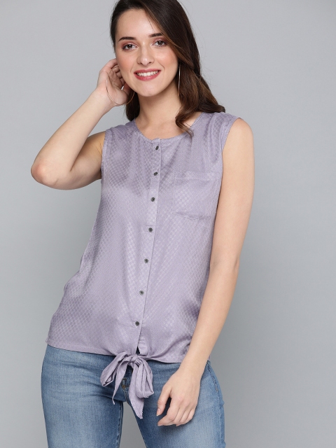 

HERE&NOW Women Lavender Self Design Top
