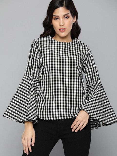 

HERE&NOW Women White & Black Checked Top