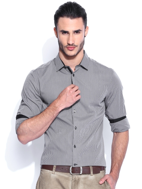 

Celio Grey Striped Slim Smart Casual Shirt