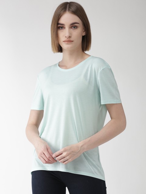 

Marks & Spencer Women Blue Solid Round Neck T-shirt