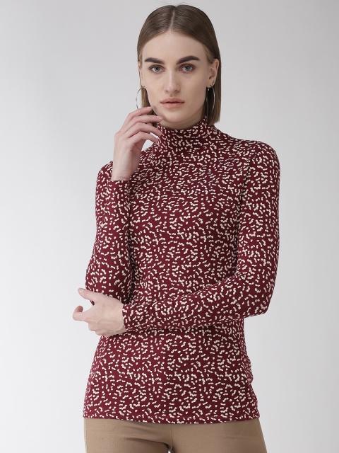 

Marks & Spencer Women Maroon & Off-White Printed Fitted Top
