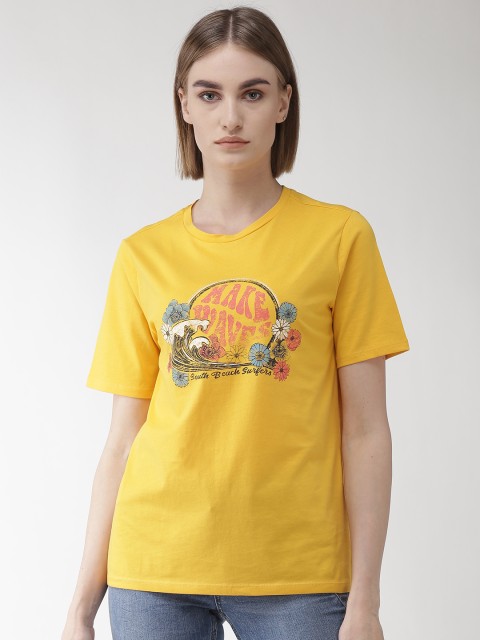 

Marks & Spencer Women Yellow Printed Round Neck T-shirt