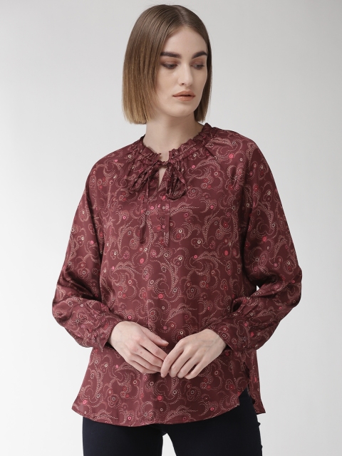 

Marks & Spencer Women Maroon Printed Top