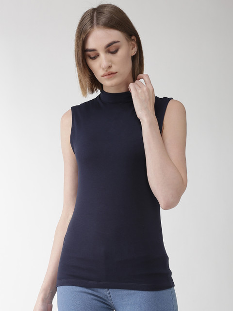 

Marks & Spencer Women Navy Blue Solid Fitted Top