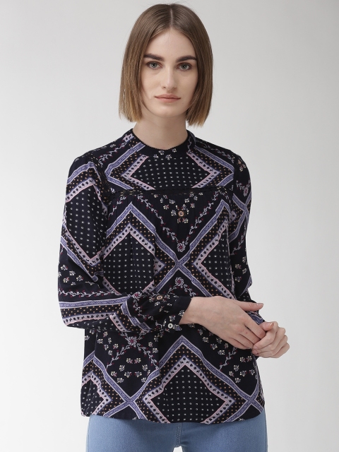 

Marks & Spencer Women Navy Blue Printed A-Line Top