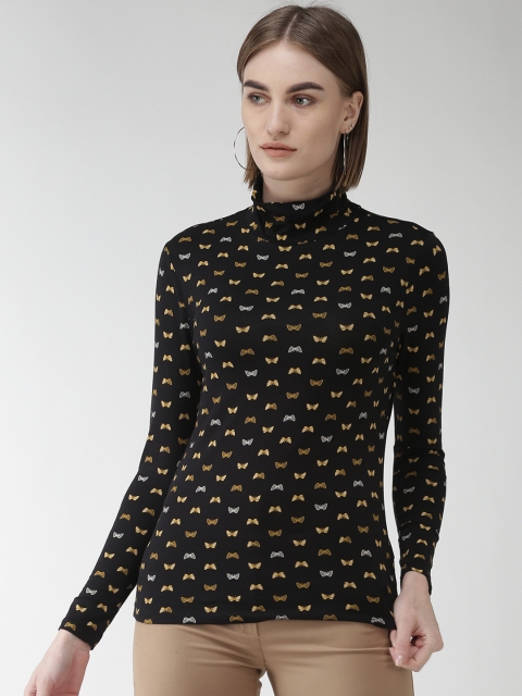 

Marks & Spencer Women Black & Yellow Printed Fitted Top