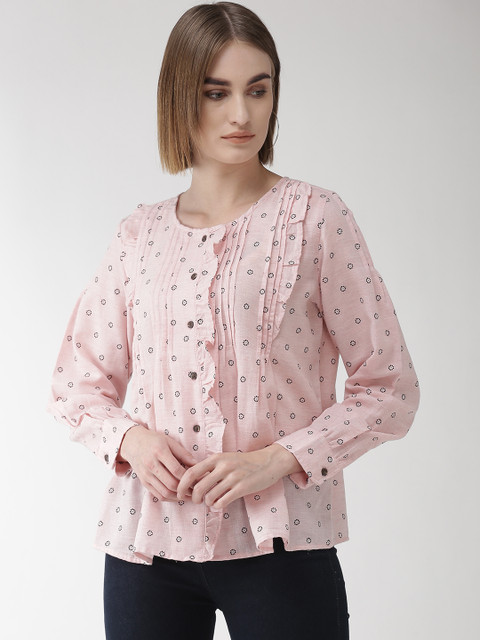 

Marks & Spencer Women Pink Printed Shirt Style Top