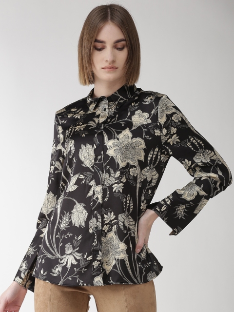 

Marks & Spencer Women Black & Beige Sheen Effect Regular Fit Printed Casual Shirt