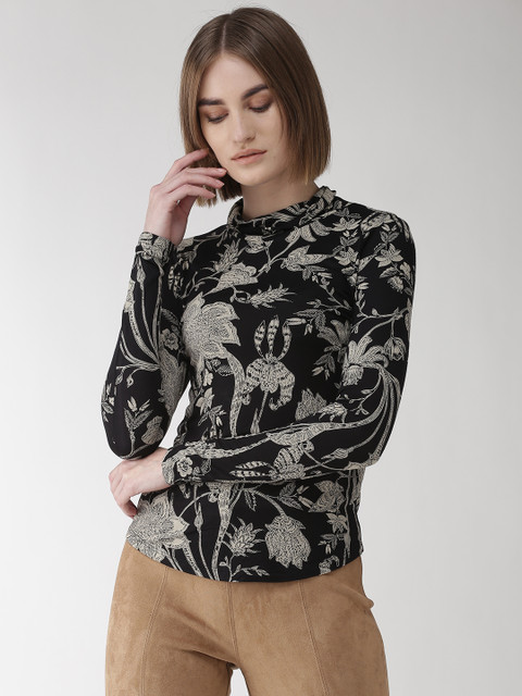 

Marks & Spencer Women Black & Beige Printed Top